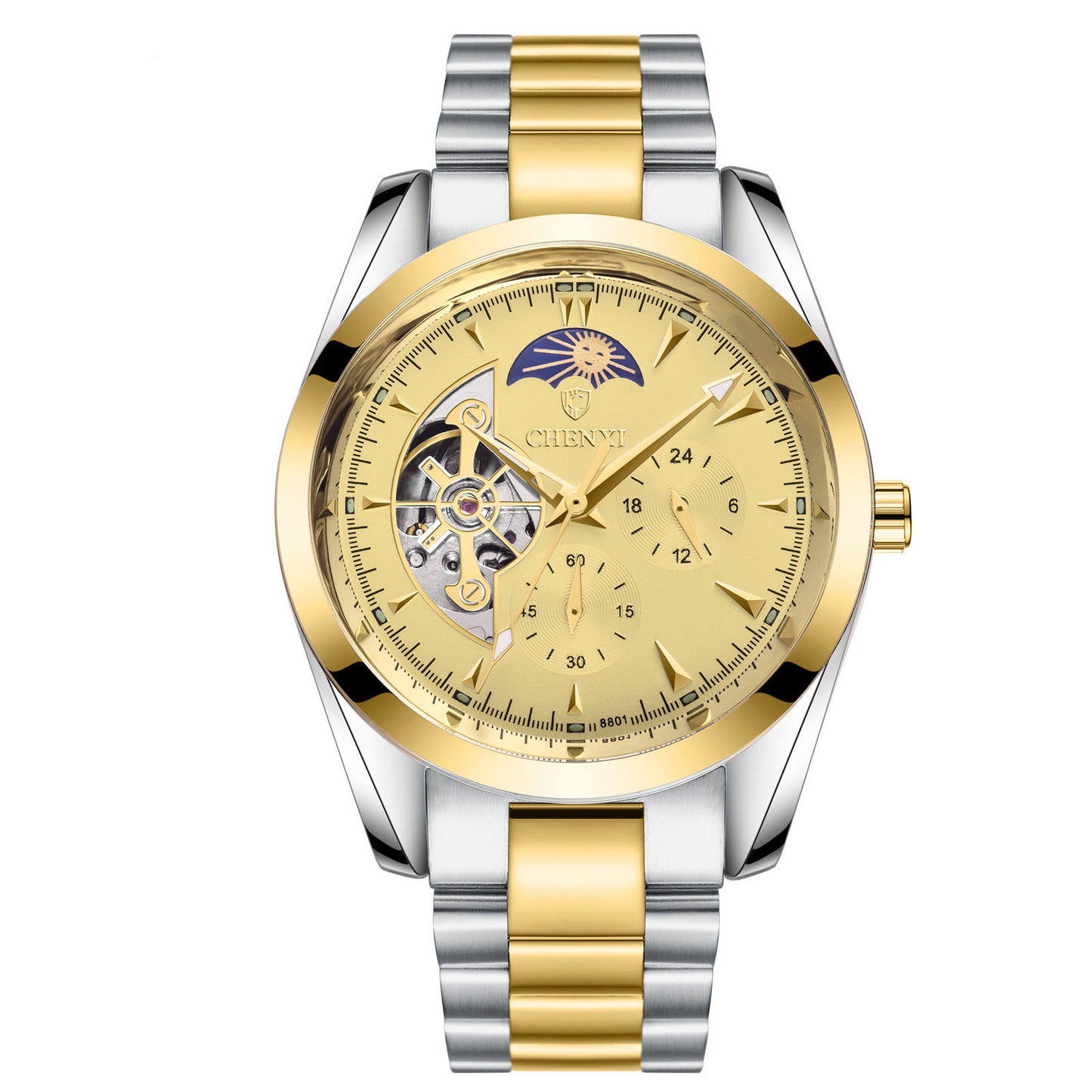 CHENXI CLASSIC MOON PHASE WATER RESISTAND BUISNESS WATCH