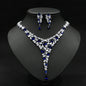 COLORFUL ZIRCON NECKLACE SET WEDDING DRESS EARRING ACCESSORIES