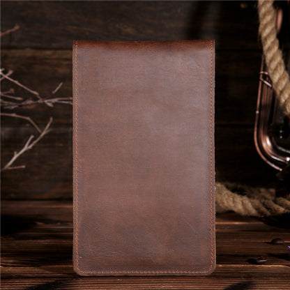 TRAVEL  COWHIDE OUTER LATER INNER CRAZY HOURSE LEATHER PHONE/CARDS WALLETS