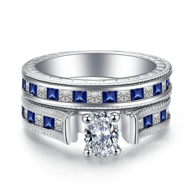 BLUE DIAMOND COUPLE RING SET
