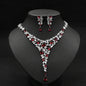 COLORFUL ZIRCON NECKLACE SET WEDDING DRESS EARRING ACCESSORIES