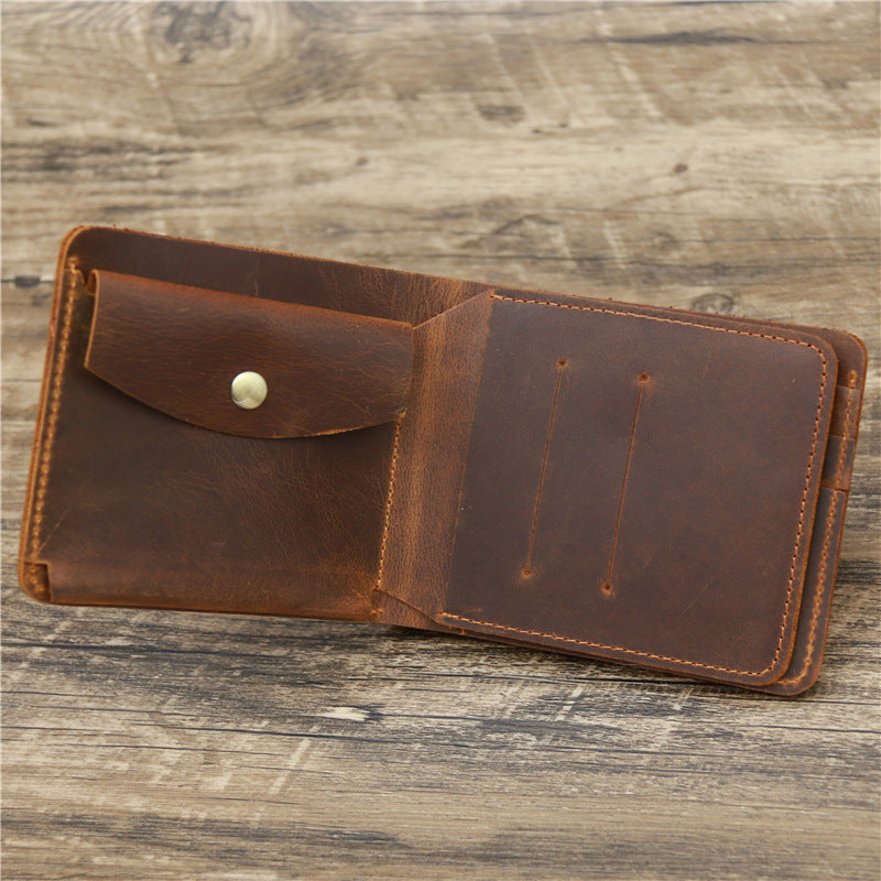 TRI-FOLD LEATHER HOURSEHIDE ROUGH WALLETS