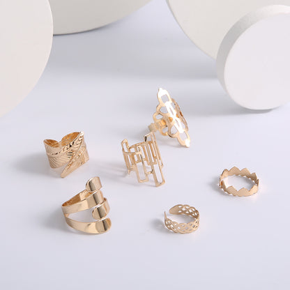 LEAF CROWN GIFT PACKAGE GEOMETRIC RING 6 PIECE COMBINATION