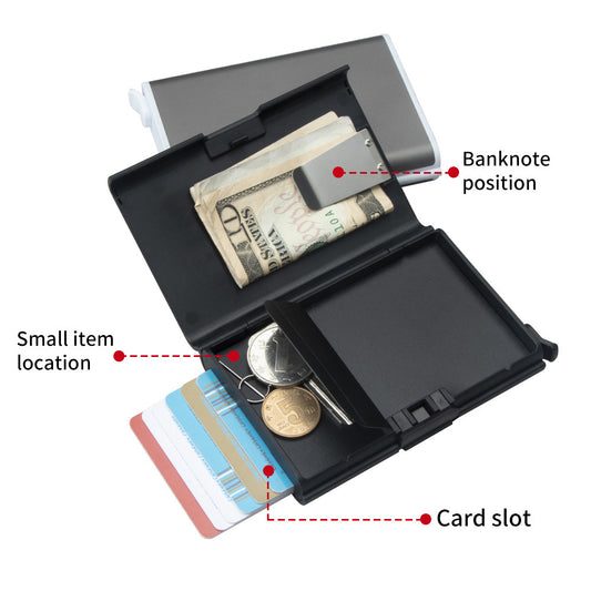 CASEKEY RFID ALUMINIUM ALLOY AUTOMATIC POP-UP CASH STORAGED CARD HOLDER