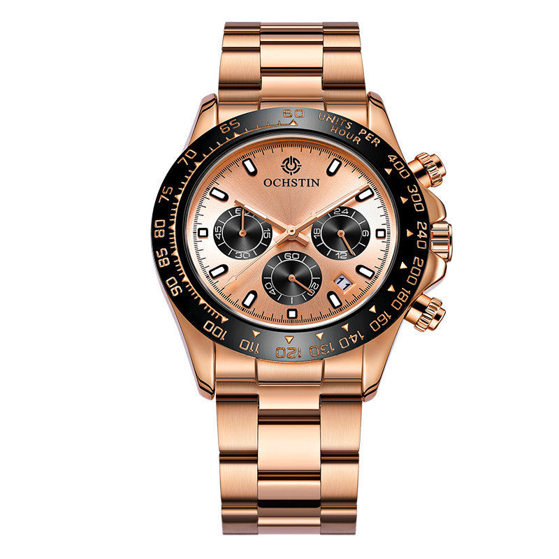 OHCSTIN STAINLESS STEEL ROSE GOLD WATERPROOF WATCH